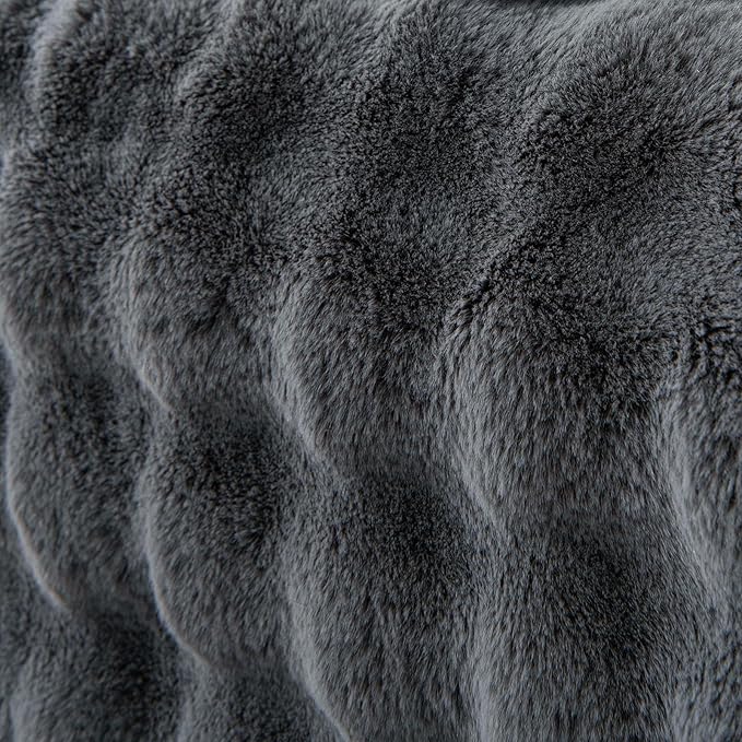 HANDONTIME Faux Fur Plush Sofa Covers for Couch Washable Rabbit Plush Couch Cover Cozy Faux Fur Sectional Covers for Dogs Fluffy Plush L Shaped Sofa Cover Pet Couch Protector, Dark Grey, 71" X150"