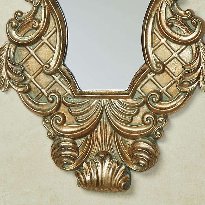 Lattice Scroll Gold Traditional Classic Wall Mirrors | Set of Three | Vintage Accent Hanging Mirror for Bedroom, Living Room, Office, Hallway | Victorian Style Decor
