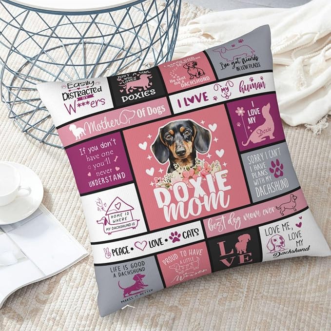 Christmas Dachshund Gifts for Women, Dachshund Gifts for Dachshunds Lover, Dachshunds Mom Gift for Christmas, Xmas Doxie Gift for Women, Dog Mom Present for Doxie Lover Throw Pillow Cover 18x18