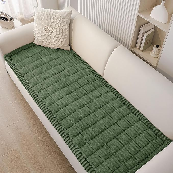 Smiry Couch Cover for Dogs Washable, Non Slip Fuzzy Pet Couch Covers for 3 Cushion Sofa Pet Friendly, Thick Soft Sofa Slipcovers Cushion Protector (Dark Green, 27.6" x 70.9")