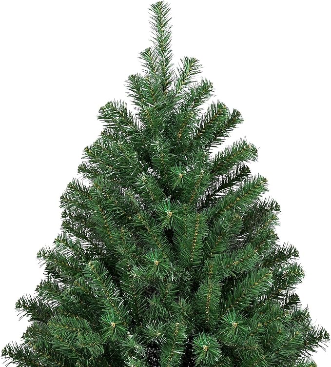 Yaheetech 6Ft Pre-lit Spruce Artificial Hinged Christmas Pine Tree Prelighted Holiday Xmas Tree for Home Party Decoration with 300 Warm White Lights and 818 Branch Tips, Green