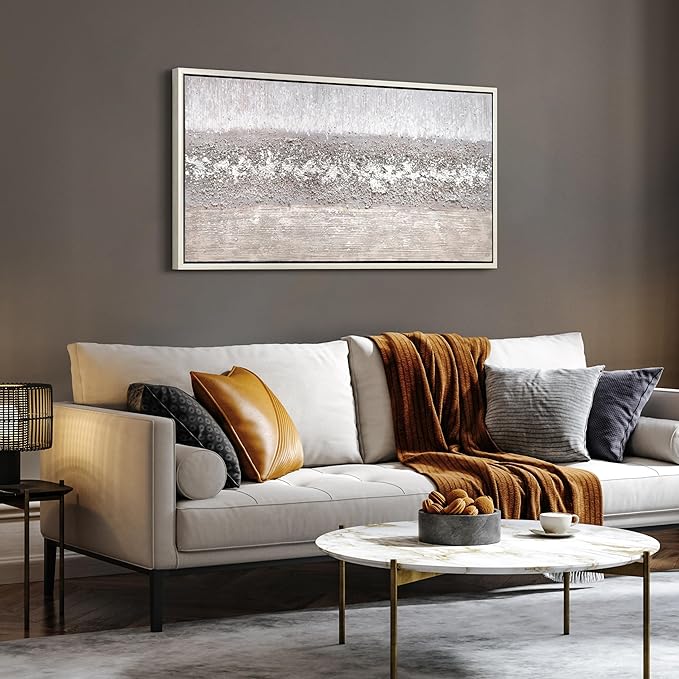 Empire Art Direct Tranquil Horizon Textured Glitter Hand Painted Framed Canvas Wall Art, Ready to Hang, Living Room, Bedroom & Office, 24"x48"x1.5"