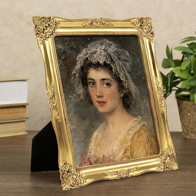 8x10 Picture Frame Gold Vintage Picture Frames Baroque Antique Ornate Victorian for Wall or Tabletop Display, Fits 8x10 or 5x7 Photo with Mat