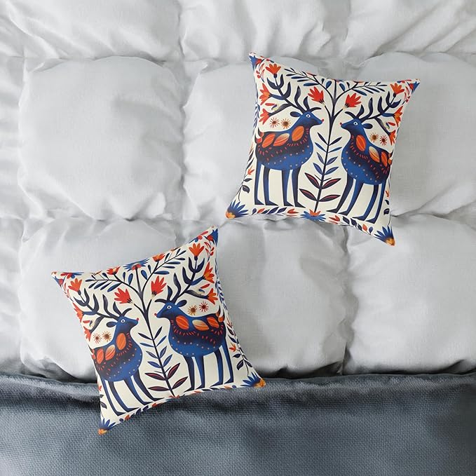 Square Pillow, Scandinavian Folk Art Design, Throw Cushion, Home Decor Accent, Cozy Sofa Pillow, Nordic Decor