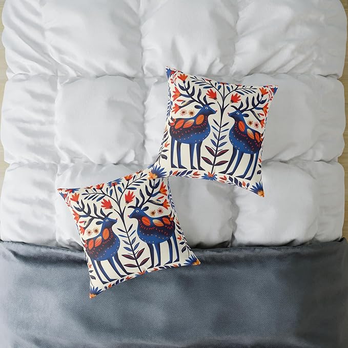 Square Pillow, Scandinavian Folk Art Design, Throw Cushion, Home Decor Accent, Cozy Sofa Pillow, Nordic Decor