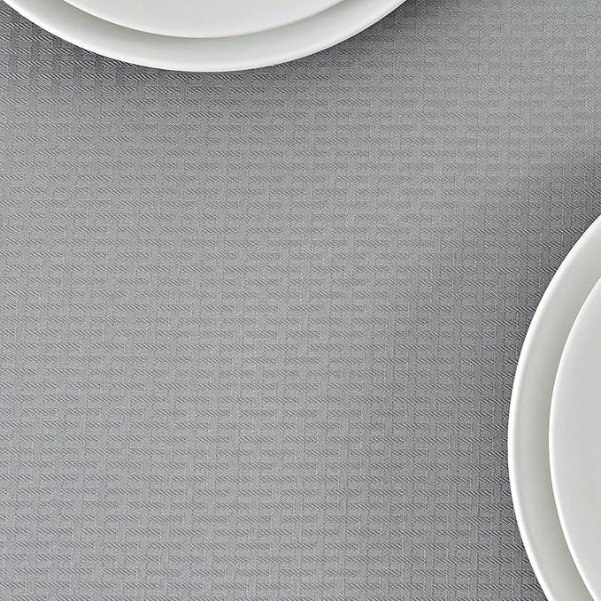 maxmill Tablecloth Weaved Texture Stain Resistant Waterproof, Wrinkle Resistant Washable Table Cloth, Fabric Table Cover for Dining Room, Indoor Outdoor Use, Rectangle 60 x 120 Inch, Light Grey