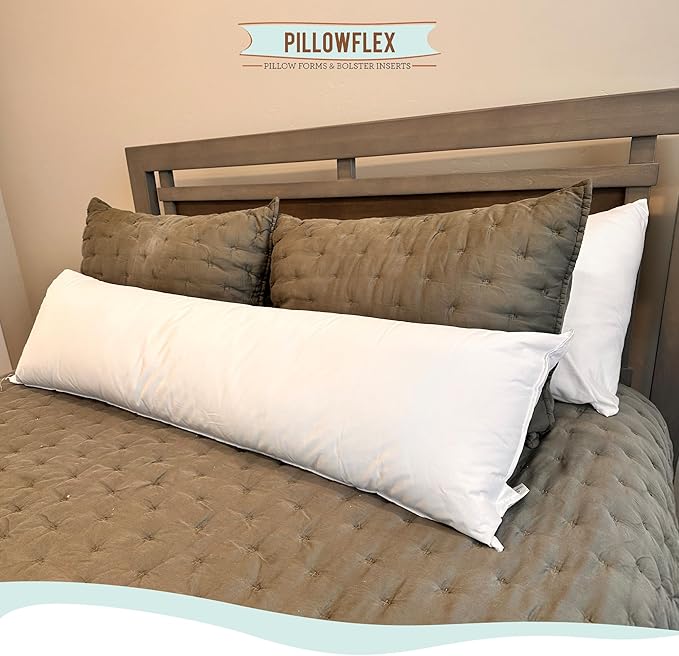 Pillowflex Synthetic Down Pillow Insert - 20x60 Down Alternative, Ultra Soft Body Pillow, Large Queen Body Bed Sleeping Pillow - 1 Decorative Pillow Form