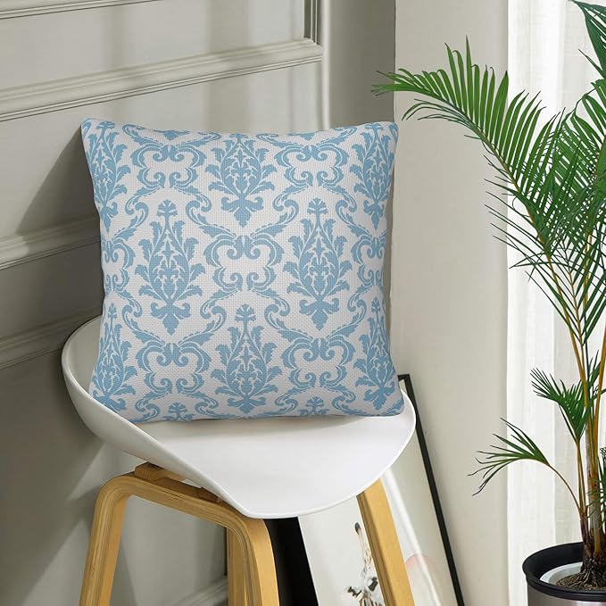 Throw Pillow Cover Case Damask Pillow Covers 18x18 Inch Set of 2,Soft Decorative Throw Pillow Case for Living Room Bedroom Sofa Couch Cushion Covers