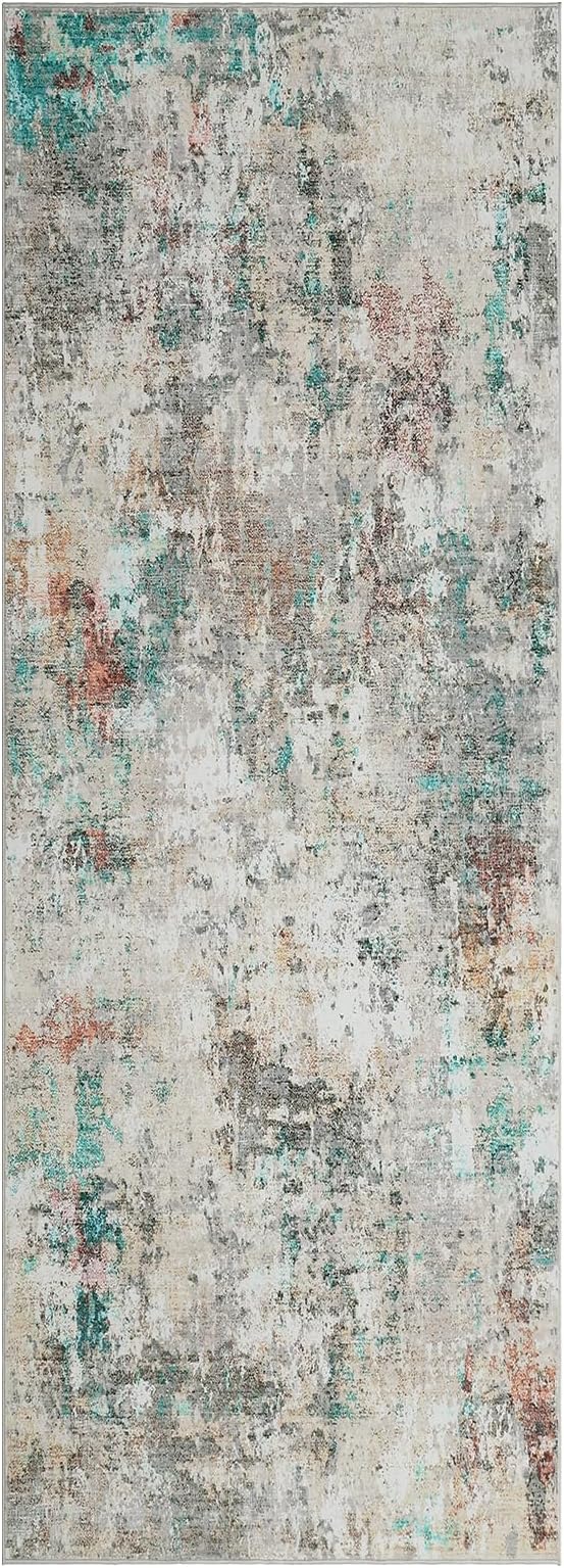 Modern Abstract 2x8 Runner Rug Washable Non Slip Stain Resistant Rug for Hallway Kitchen Bedroom Non Shedding Low Pile Indoor Floor Cover,Colorful