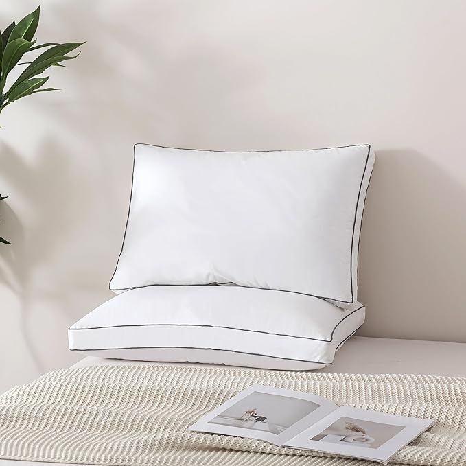 ELNIDO QUEEN Goose Feather Down Pillows Queen Size Set of 2,Luxury Hotel Collection Bed Pillows for Sleeping, Down Surrounded Pillows 2 Pack, Soft & Fluffy for Side, Back Sleepers 20x30 in