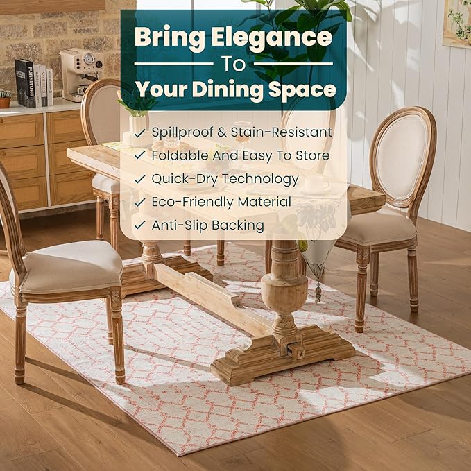 Istana 5x7 Area Rug - Pink Rugs for Living Room 5x7 - Foldable Rugs for Bedroom - Stain Resistant Washable Rug - Eco-Friendly Boho Area Rugs - Easy to Clean Living Room Rug