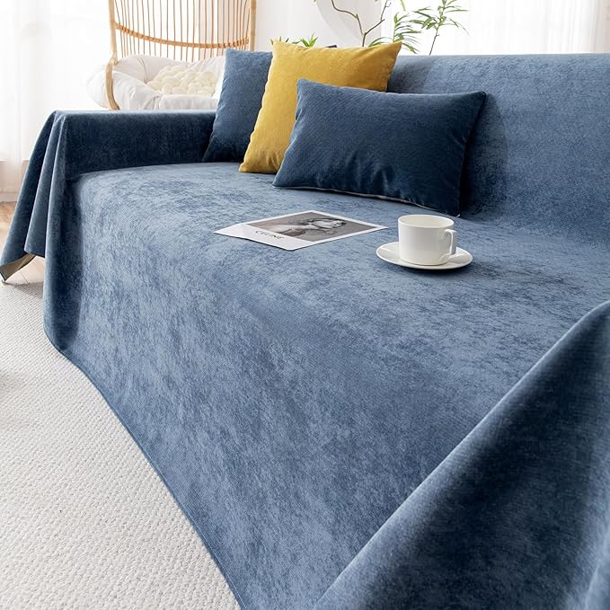 VClife Anti Cat Scratch Sofa Cover, 100% Waterproof Couch Cover Pets Sofa Cover for Sectional Sofa, Anti Slip Couch Protector Washable Throw Couch Cover for 3 Cushion Couch Sofa, Dark Blue, 71"X134"