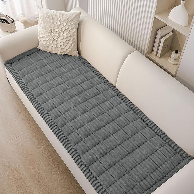 Smiry Couch Cover for Dogs Washable, Non Slip Fuzzy Pet Couch Covers for 3 Cushion Sofa Pet Friendly, Thick Soft Sofa Slipcovers Cushion Protector (Dark Grey, 27.6" x 88")