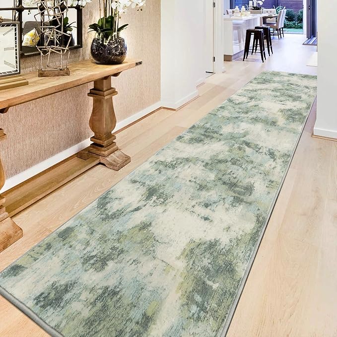 UMINEUX Runner Rug for Hallways, 2'x8' Washable Modern Abstract Hallway Rug with 𝐍𝐨𝐧- 𝐒𝐥𝐢𝐩 Rubber Backing, Low Pile Kitchen Rugs for Home Decor