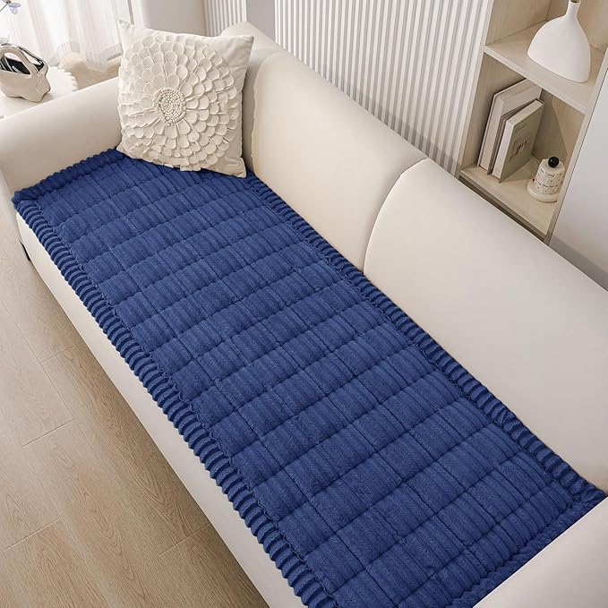 Smiry Couch Cover for Dogs Washable, Non Slip Fuzzy Pet Couch Covers for 3 Cushion Sofa Pet Friendly, Thick Soft Sofa Slipcovers Cushion Protector (Navy Blue, 27.6" x 70.9")
