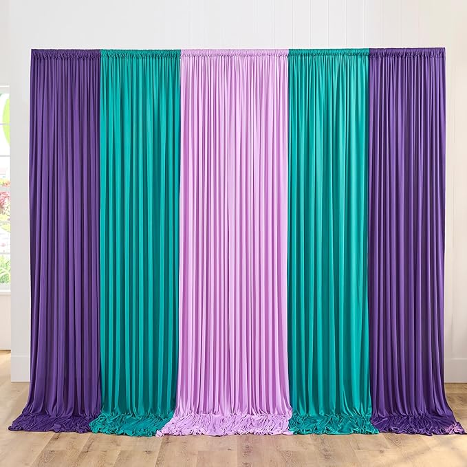 10ft x 10ft Wrinkle Free Turquoise Backdrop Curtains for Parties, Polyester Photo Backdrop Drapes 2 Panels 5x10ft for Wedding Mermaid Birthday Photography Background Party Backdrop