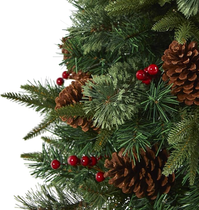 Nearly Natural 4ft. Pine, Pinecone and Berries Artificial Christmas Tree in Decorative Urn