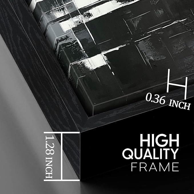 Hand Painted Abstract Canvas Wall Art for Living Room - Black and White Pictures for Office Wall Decor - Large Modern Wall Art Size 29" x 59"