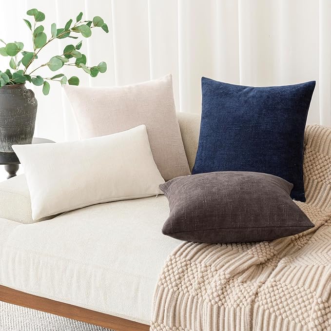 Foindtower Pack of 2 Soft Textured Throw Decorative Pillow Covers Square Accent Solid Cushion Cover Cozy Farmhouse Pillow Case with Zipper for Couch Sofa Bedroom Living Room 16x16 Inch, Charcoal
