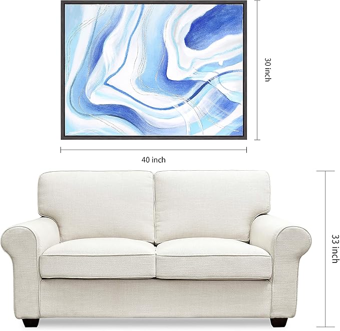 Empire Art Direct Abstract Wall Art Textured Hand Painted Canvas by Martin Edwards, Matte Black Frame, 40" x 30", Sky Elixer