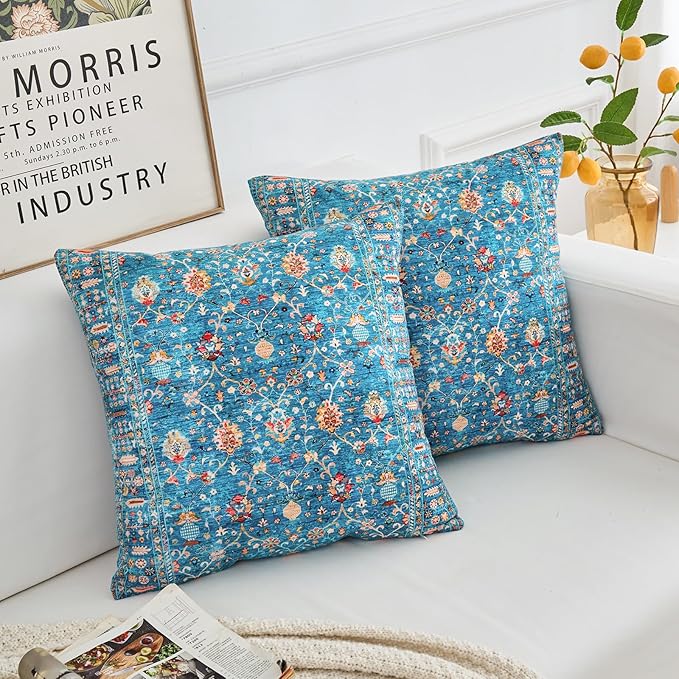 Boho Throw Pillow Covers 22x22 inch Set of 2,Boho Vintage Carpet Pattern Antique Ethnic Decor Double Sided Pattern Cushion Cover Soft Pillow Case Living Sofa Room Bed Square Pillow Cover