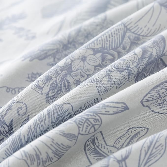 HoneiLife King Duvet Cover Set - 100% Cotton Comforter Cover Floral Duvet Cover Sets,Soft & Breathable Duvet Cover with Zipper Closure and Corner Ties,3pcs Wildflower Comforter Cover Sets-Herbs