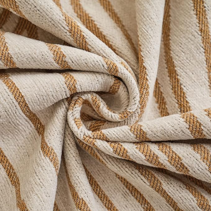 VClife XXL Sofa Cover Chenille Couch Cover for 3 Cushion Couch Sofa, Modern Beige Khaki Striped Couch Covers for Kids Washable Sectional Sofa Protector with Tassel 71"X150"
