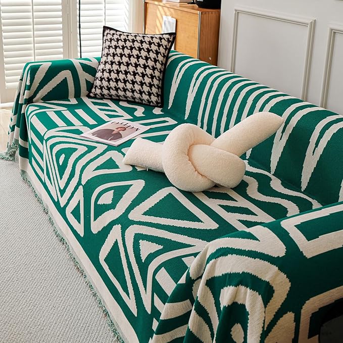 VClife Boho Couch Cover Oversized Sofa Cover, Chenille Sofa Protector Sectional Couch Covers for 3 Cushion Couch Sofa, Anti Slip L Shape Sofa Covers for Dog- Living Room Furniture Protector