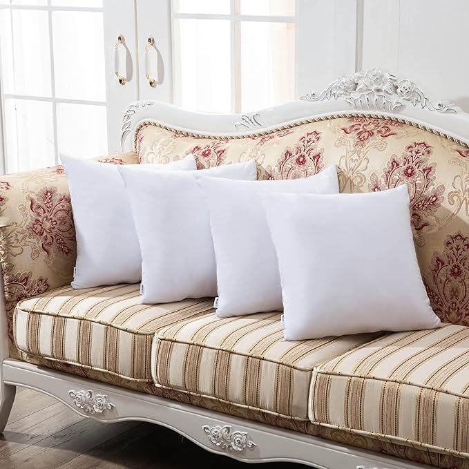 4 Pack Waterproof Down Feather Proof Pillow Protectors with Zipper 18x18 Zippered Pillow Covers for Square Throw Pillow