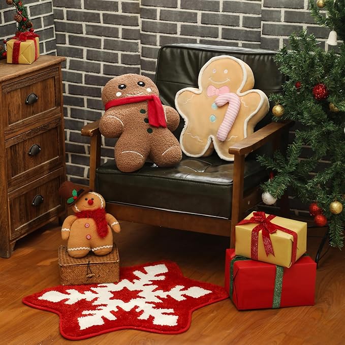 YRXRUS Christmas Gingerbread Man Pillows, Gingerbread Throw Pillows for Christmas Decorations, Cute Pillow for Party Gifts, Xmas Pillow 12x16 Inches
