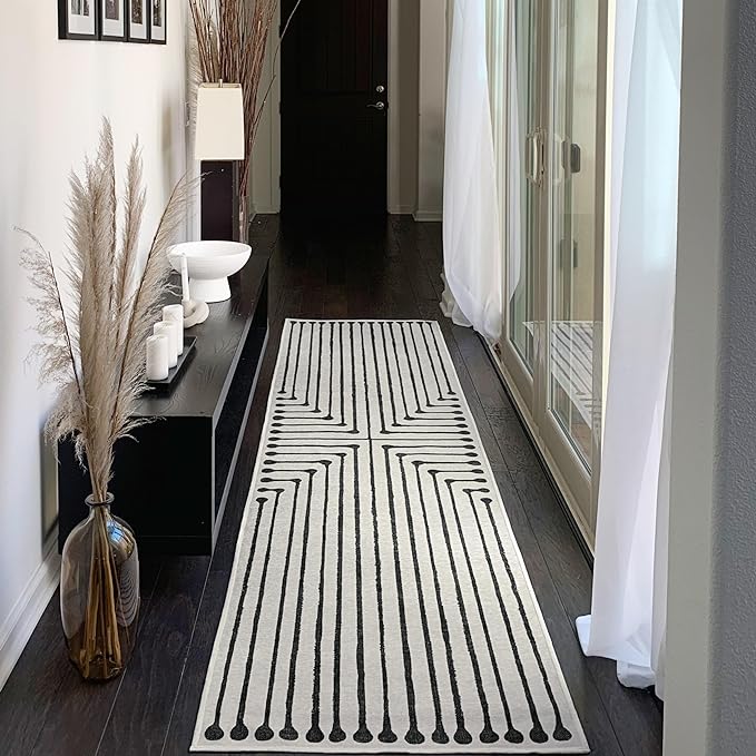 RUGGABLE x Jonathan Adler Machine Washable Modern Area Rug – Inkdrop Black & Ivory 4x6, Stain-Resistant, Non-Slip – Medium Rugs for Living Room, Bedroom, Hallway, Entryway & Office–with Cushioned Pad