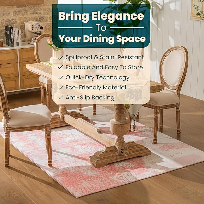 Istana 5x7 Area Rug - Pink Rugs for Living Room 5x7 - Foldable Rugs for Bedroom - Stain Resistant Washable Rug - Eco-Friendly Boho Area Rugs - Easy to Clean Living Room Rug