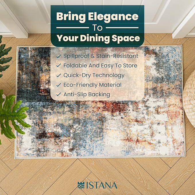 Istana 2x3 Area Rug - Multi/Red Boho Rugs for Living Room 2x3 - Foldable Small Rugs for Bedroom - Stain Resistant Washable Rug Non Slip - Eco-Friendly Area Rugs Indoor