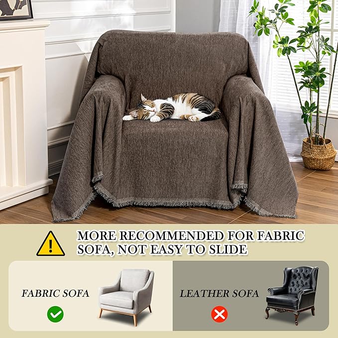 MEETSKY Oversized Chair Cover Small Couch Cover Armchair Sofa Cover for Dog Sofa Throw Cover for Sofa Single Recliner,Chenille Sofa Slipcovers for Pets Thick Washable, 71" x 91", Dark Chocolate