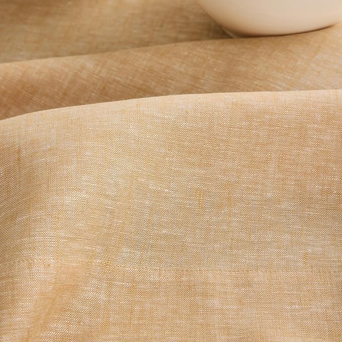 Solino Home Linen Tablecloth 60 x 108 Inch - 100% Pure Linen Golden Nugget Table Cloth for Rectangle Tables - Athena, Machine Washable Tablecloth for Fall, Autumn, Thanksgiving, Christmas