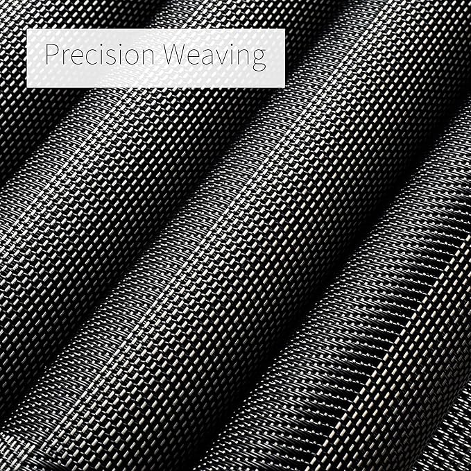 AHHFSMEI Placemats for Dining Table Set of 6 Woven Vinyl Plastic Place Mats Non-Slip Heat Insulation Stain Resistant Table Mats Washable Easy Clean Placemats (Black Corner)