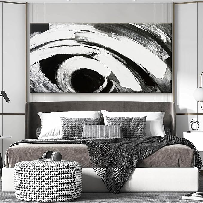 TAIJXAGSG Large Abstract Wall Art For Living Room Prints Artwork Canvas Art Wall Decor Black And White Wall Art Modern Painting Abstract Decor For Hotel Office Artwork 29 x 58 Inch