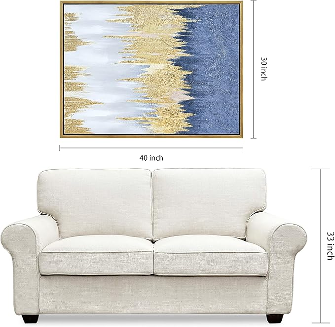 Empire Art Direct Abstract Wall Art Textured Hand Painted Canvas by Martin Edwards, Gold Frame, 40" x 30", Golden Rain