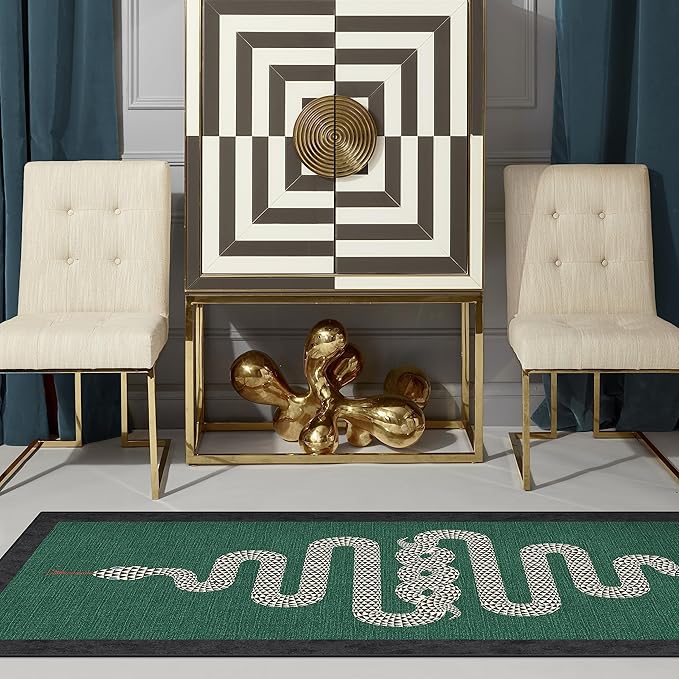 RUGGABLE x Jonathan Adler Machine Washable Modern Area Rug – Venom Emerald 6x9, Stain-Resistant, Non-Slip – Medium Rugs for Living Room, Bedroom, Hallway, Entryway & Office–with Cushioned Pad
