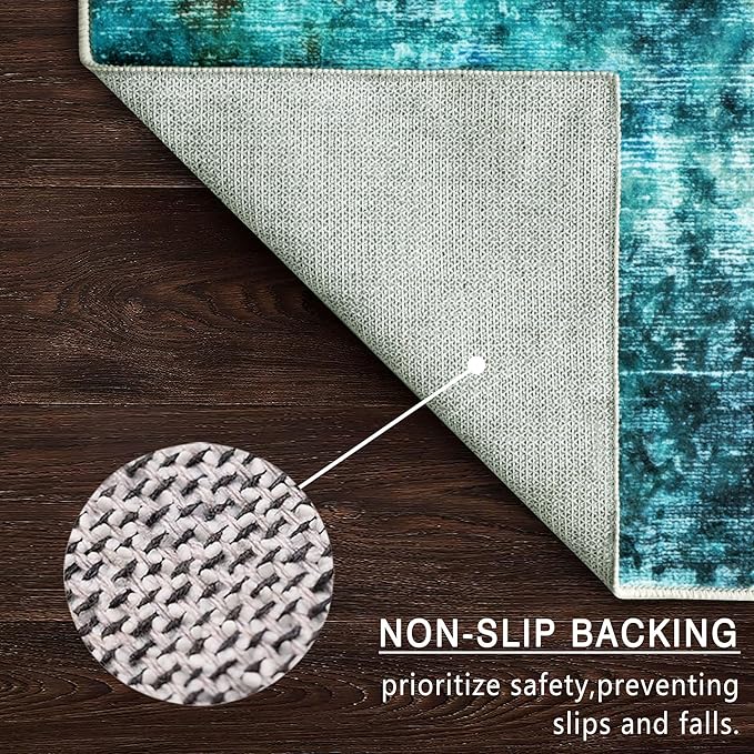 vivorug Washable Rug, Ultra Soft Area Rug 6x9, Non Slip Abstract Rug Carpet, Stain Resistant Rugs for Living Room Bedroom, Modern Fluffy Rug (Rosy Clouds, 6'x9')