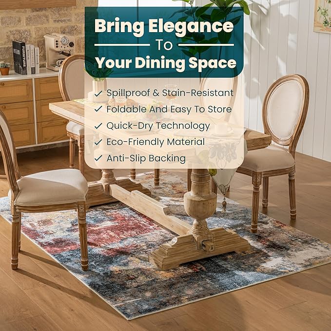 Istana 5x7 Area Rug - Multi/Red Rugs for Living Room 5x7 - Foldable Rugs for Bedroom - Stain Resistant Washable Rug - Eco-Friendly Boho Area Rugs - Easy to Clean Living Room Rug
