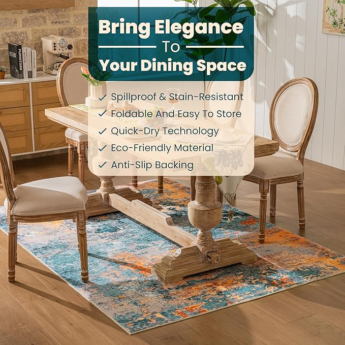 Istana 5x7 Area Rug - Multi/Blue Rugs for Living Room 5x7 - Foldable Rugs for Bedroom - Stain Resistant Washable Rug - Eco-Friendly Boho Area Rugs - Easy to Clean Living Room Rug