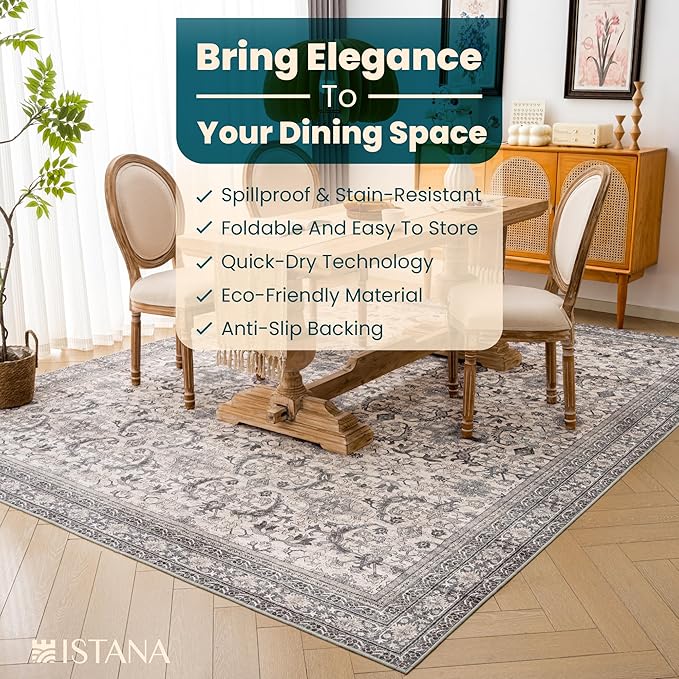 Istana 8x10 Area Rugs - Pale Rose Beige Rugs Living Room 8x10 - Foldable 8 x 10 Area Rugs for Living Room - Stain Resistant Boho Area Rug