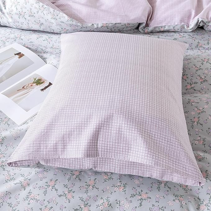 HoneiLife Floral Duvet Cover Queen - 100% Cotton Comforter Cover, Botanical Bedlinen Set with Zipper Closure & Corner Ties, 3-PC Wildflower Comforter Cover Sets