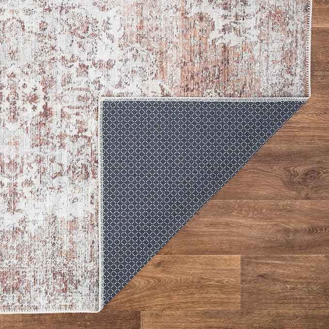 Bloom Rugs Washable Non-Slip 10 ft Runner - Ivory/Blush Traditional Runner for Entryway, Hallway, Bathroom, and Kitchen - Exact Size: 2.5' x 10'