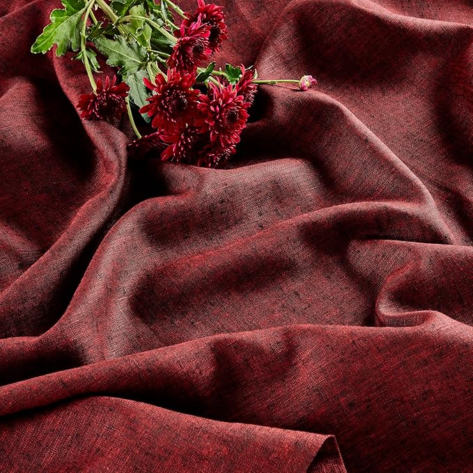 Solino Home Square Linen Tablecloth 52 x 52 Inch - 100% Pure Linen Red Garnet Table Throw - Athena, Machine Washable Tablecloth for Fall, Autumn, Thanksgiving, Holiday, Winter