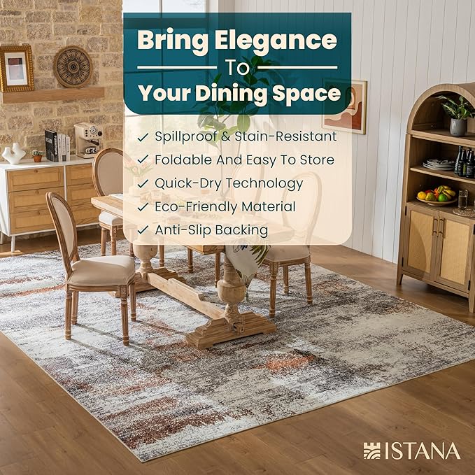 Istana 9x12 Area Rug - Grey Multi 9 x 12 Area Rugs for Living Room - Foldable 9x12 Rugs for Bedroom/Living Room Rug - Stain Resistant Washable Rugs - Eco-Friendly Area Rugs