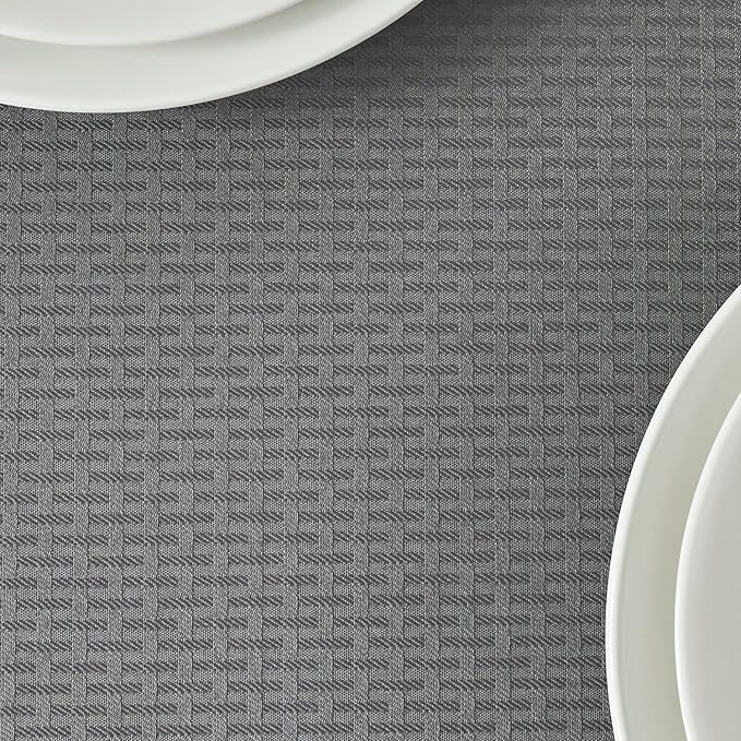 maxmill Square Tablecloth Water Resistance Antiwrinkle Spill Proof Weaved Texture Table Cloth, Decorative Fabric Table Cover for Banquet Parties Event Holiday Dinner, 70 x 70 Inch, Charcoal Gray