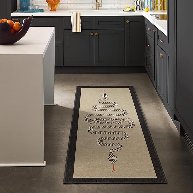 RUGGABLE x Jonathan Adler Washable Modern Area Rug – Venom Neutral 9x12, Stain-Resistant, Non-Slip – Large Machine Washable Rugs for Living Room, Bedroom, Hallway, Entryway & Office–with Standard Pad