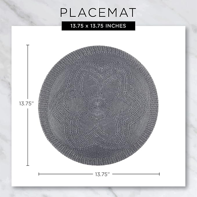 DII PVC Tabletop Collection Woven Indoor/Outdoor, Round Placemat Set, 13.75", Cinnamon, 6 Piece